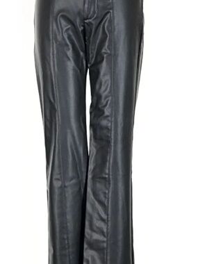 Black Faux Leather Straight-Leg Pants